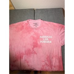 Red Tie-Dye Short Sleeve Tee with Bold White Back Text