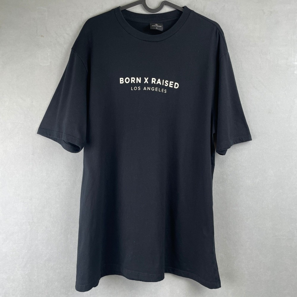 Born X Raised Corporate T-Shirt Los Angeles Graphic Mens L Black Streetwear Tee