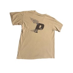 Comfort Colors Mens Graphic T-Shirt Khaki Tan Flame P Logo Short Sleeve Tee L