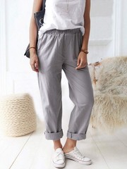 Women’s Straight Pants Elastic Waist Casual Trousers Pants with Pockets Dark …