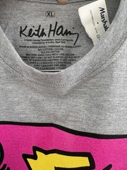 NWT Keith Haring DJ Dog Gray Pink Short Sleeve T-Shirt Adult Size XL