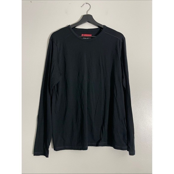 Karbon Mens Black 100% Merino Wool Long Sleeve Crew Neck Base Layer Shirt Size M