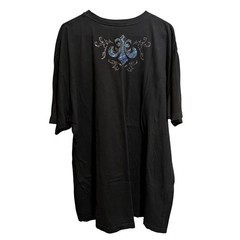 3X AFFLICTION Live Fast T-shirt Oak Aged Black Silver Blue Foil Print Y2K