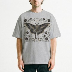 Luna Moth Galaxy Roses T-Shirt Gothic Witchy Celestial Boho Night Sky Gift Tee