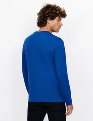 Armani Exhange Long Sleeve Pure Pima Slim Fit Jersey V Neck color Blue size M