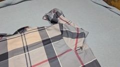 Men’s 6XL Gray Beige Plaid Button Front Shirt Long Sleeve Lightweight Stretch