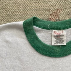 Vintage 80s Ringer T Shirt Small Mayfest 1985 White Green Stedman Kite