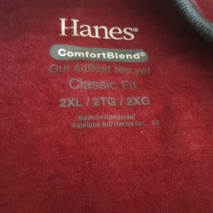 Hanes ComfortBlend Short Sleeve Red Henley Gray Raglan Tee Big Men 2XL