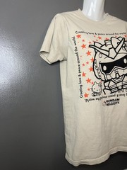 Gundam Hello Kitty Shirt Mens Small Beige Anime Graphic Tee Sanrio Robot