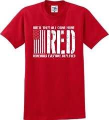 Until They All Come Home RED Flag Remember Everyone Deployed T-Shirt (S-5X)