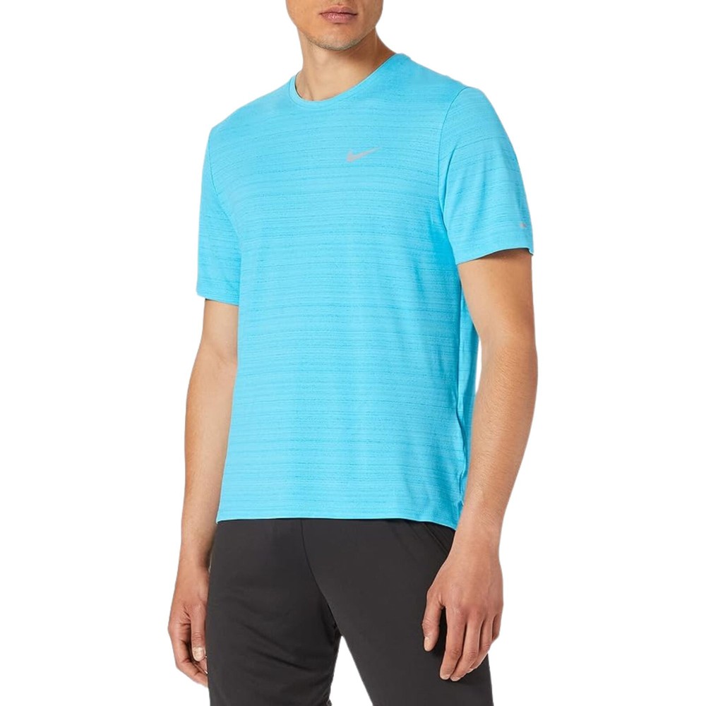 NIKE Miler Short Sleeve Running T-Shirt sz 2XL XX-Large Chlorine Blue Reflective