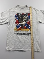 Vintage Hanes Shirt Mens Medium Gray Long Sleeve Wolf Biker Rally 2002 Tee