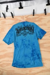 Affliction Blue Crystal Wash Tie Die Double Sided T-Shirt Size XL