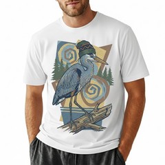 Great Blue Heron T-Shirt Beanie Hat Geometric Outdoor Nature Bird Lover Gift