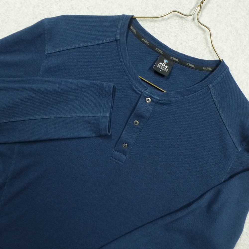 Kuhl Shirt Mens Large Blue Enticer Henley Long Sleeve UPF 50 Long Sleeve 7386