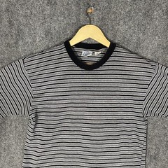 VINTAGE Canyon River Blues Ringer T Shirt Mens Large Blue Grey Striped 90s Blank