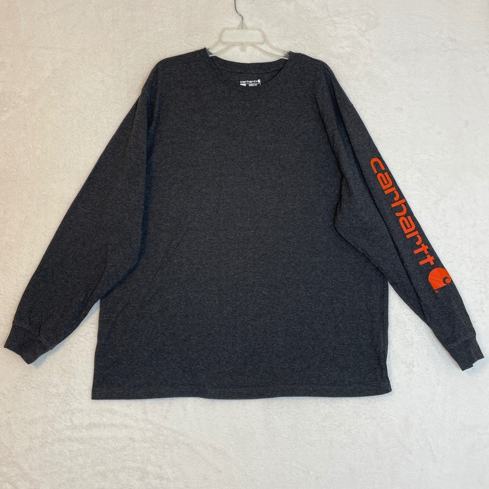 Carhartt Mens XL Loose Fit Long Sleeve Graphic T-Shirt Charcoal Grey TK0231-M