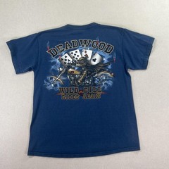 Deadwood Shirt Mens M Blue Delta Wild Bill Rides Again Biker Gambling Tee