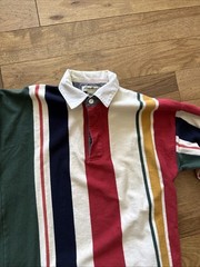 Vintage 90s Eddie Bauer Long Sleeve Striped Rugby Polo Shirt Men’s Size Medium