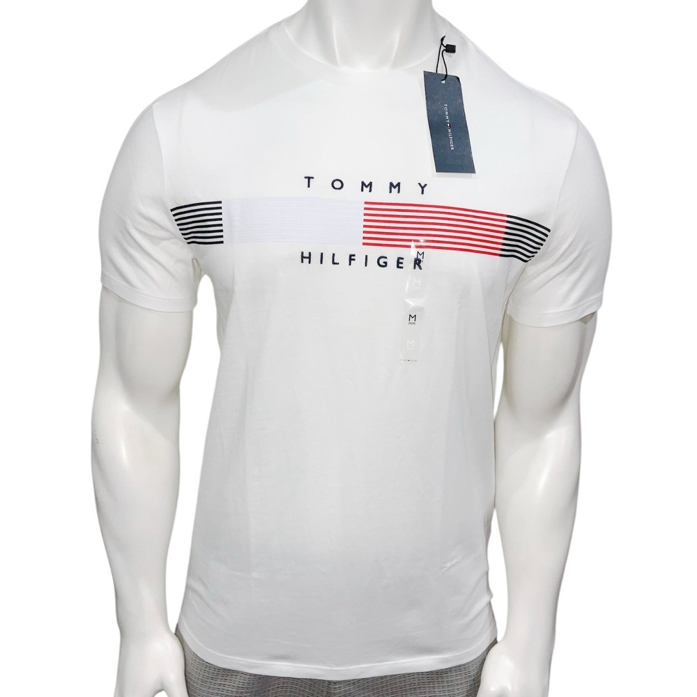 TOMMY HILFIGER MSRP$39.50 MEN’S WHITE CREW NECK SHORT SLEEVE T-SHIRT SIZE M