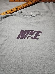 Vintage Nike Shirt Men XL Gray Solid Graphic Print Spellout Casual Y2k Tee