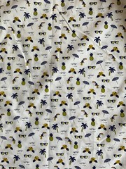 SLATE & STONE MEN’S WHITE PRINTED SHORT SLEEVE POINT COLLAR SHIRT Sz M