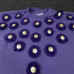 Vintage Fashion Gear Shirt Mens XL Purple Button Flower Applique Made USA 80s