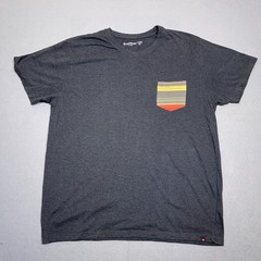 Airwalk Pocket Tee Men XL Regular Fit Charcoal Grey Striped Chest Pocket Skater