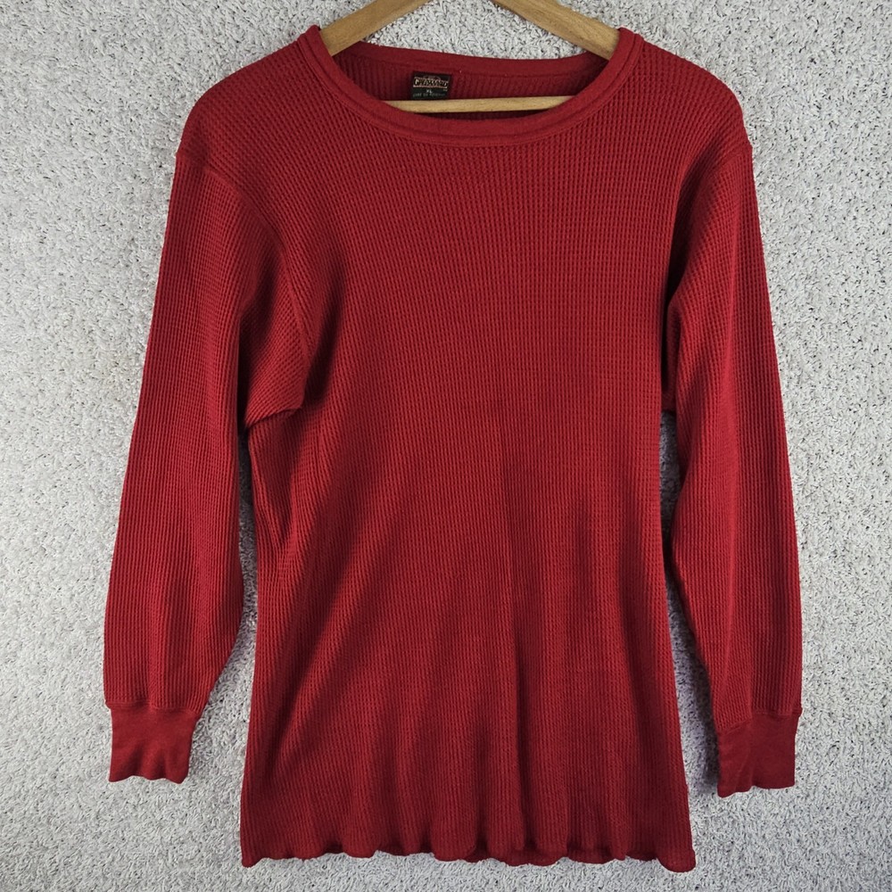 Vintage Greatland Thermal Red Polycotton Waffle Knit Shirt Men’s XL 90s Made USA