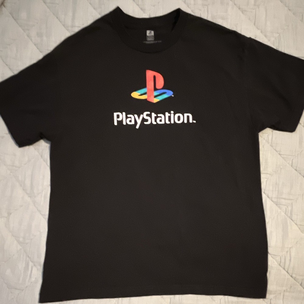 PlayStation Logo Graphic Tee Black Men’s Crew Neck Short Sleeve, Size L