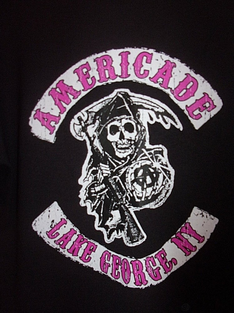 Motorcycle Rally AMERICADE Lake George NY black XL t shirt