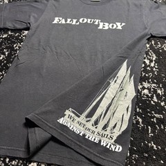 Fall Out Boy Band Shirt Mens Small Black Y2K Emo Sails Against The Wind Hanes