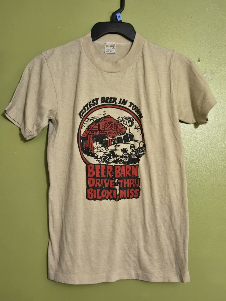 VTG 1980’s 1990’s BEER BARN BILOXI MS DRIVE THRU T SHIRT SIZE SMALL 34-36