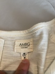 AMBIG Mens Cream White Solid Henley Top Long Sleeve Button Knit, Size M