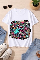 Y2K Graffiti Graphic T-Shirt Men Women Streetwear Harajuku Hip Hop Urban Art Tee