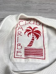 Vintage Club Caribe Palm Tree Pullover French Terry Beach Resort Tee White Red L