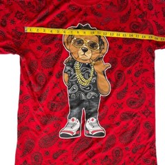 Men’s Large Shirt Short Sleeve Red Bandana Streetwear Urban Tee Y3K Casual Trend