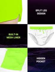 DEMOZU Men’s 3 Inch Neon Running Shorts Bright Workout Gym Large, Yellow