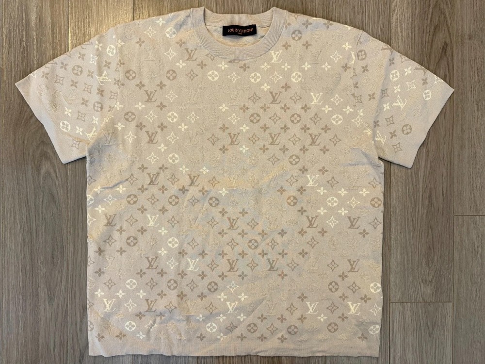 Louis Vuitton Monogram Short Sleeved Crewneck tee shirt light beige sz L