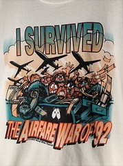 Vintage Airfare War Shirt Mens Sz XL I Survived Travel Promo Tee 90s