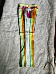 Vintage Moschino Cheap & Chic 2 piece multi-color striped pants/button-up shirt