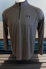Under Armour Men Long Sleeve L/S 1242220 Gray L Shirt Pullover 1/4 Zip UA Tech 2