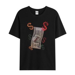 Fashion Trend Dollar Hot Diamonds Rhinestones Black Summer Luxury Men T-Shirt