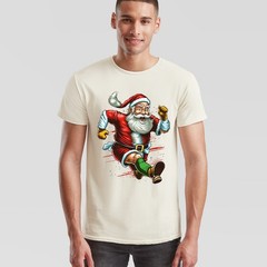 Running Santa Claus Christmas T-Shirt Funny Ugly Unisex Funny Holiday Tee #MC32