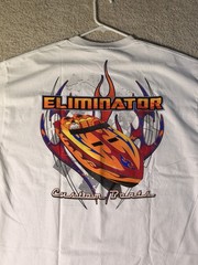 Vintage Eliminator Custom Boats T XL White Speed Boat Racing Graphic Allstyle