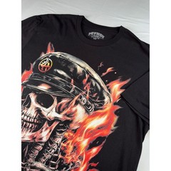 Lost In The Hills Mens XL Skull Flame Graphic T-Shirt Black Streetwear Cotton