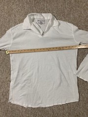 Positano Men’s Long Sleeve 100% Cotton V-Neck w/Collar White Size Large