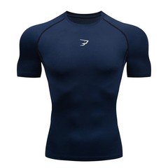 Short-Sleeved Muscle Exercise Fitness Running Elastic Round-Neck Men T-Shirt UK