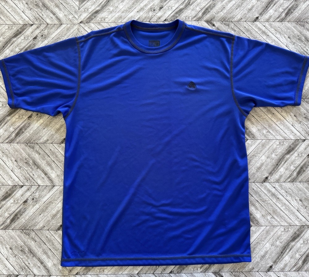 VTG Nike ACG T-Shirt Mens Medium Blue Outdoor Sports Base Hiking Running Gym Y2K