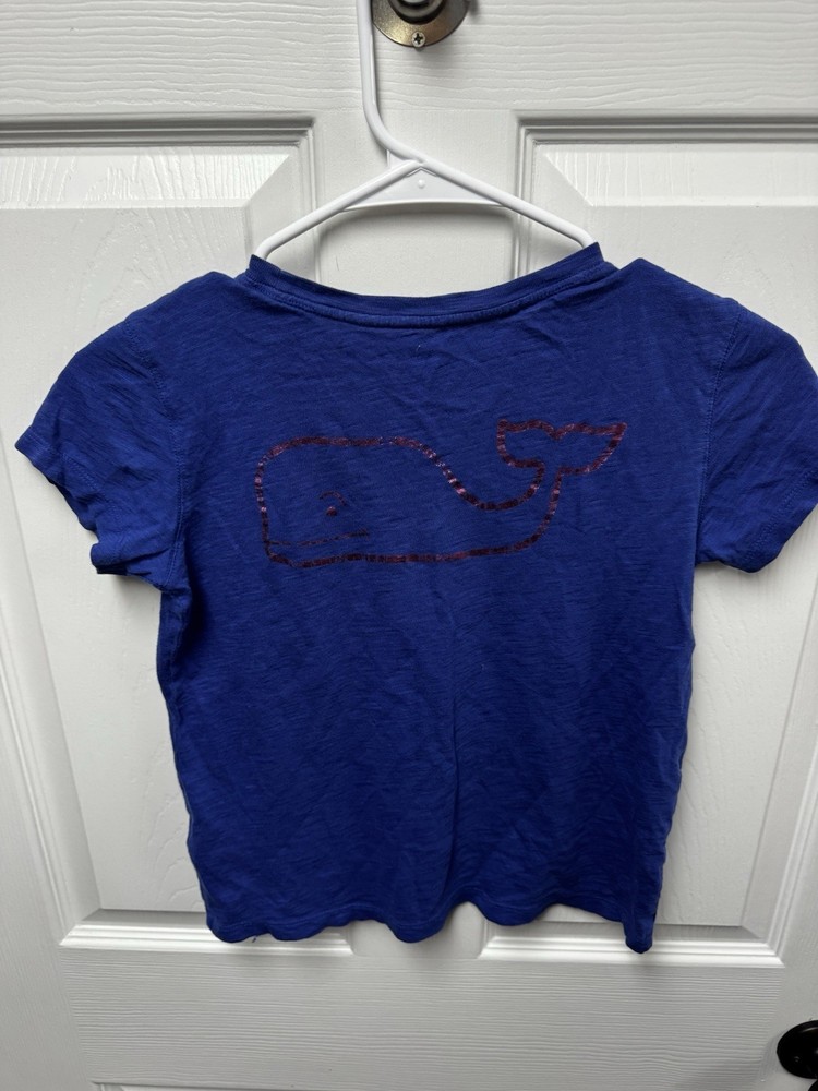 Vineyard Vines Shirt Girls /youth M Blue With Pink Whale